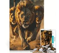 Rompecabezas para Adultos de 1000 Piezas Trío de Leones en una Carrera épica Juego Educativo decoración del hogar para Fortalecer el Amor Entre Parejas 38x26cm