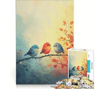 Rompecabezas para Adultos de 1000 Piezas: Trío de pájaros otoñales Juego Familiar Que Mejora la Memoria y es Ideal para Decorar el Escritorio 38x52cm