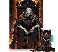 Rompecabezas para Adultos de 1000 Piezas Trono de Hueso Reinado del Rey de la Muerte Juego de Bordes limpios,Juguete de construcción Que fomenta la concentración,diversión pausada,Regalo de Ocio