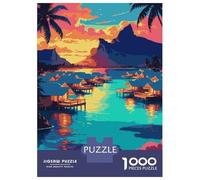 Rompecabezas para Adultos De 1000 Piezas Tropical Island Resort at Sunset Rompecabezas para Adultos Juguetes Antiestrés Análisis Y Lógica Oferta como Regalos para Toda La Familia 52x38cm/1000pcs