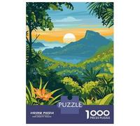 Rompecabezas para Adultos De 1000 Piezas Tropical Landscape with Mountain and Sunset Rompecabezas para Adultos Juguete Decoración De Pared Mejora La Memoria Cumpleaños 38x26cm/1000pc