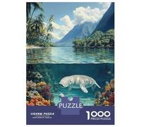 Rompecabezas para Adultos De 1000 Piezas Tropical Paradise with Manatees Rompecabezas para Adultos Juegos Relajantes Alivia El Estrés Ayuda A Ejercitar El Cerebro 52x38cm/1000pcs