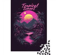 Rompecabezas para Adultos De 1000 Piezas Tropical Sunset Poster-2 Rompecabezas para Adultos Juguete Decoración De Pared Difícil Regalos para Amigos Y Familiares 70x50cm/1000pcs