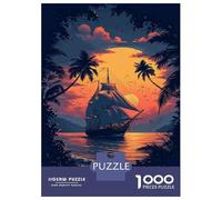 Rompecabezas para Adultos De 1000 Piezas Tropical Sunset Sail Rompecabezas para Adultos Juego Familiar Vacaciones En Casa Matar El Tiempo Gran Regalo para Jugar 70x50cm/1000pcs