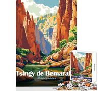 Rompecabezas para Adultos de 1000 Piezas Tsingy De Bemaraha Madagascar Juguete Educativo Gran Regalo para Juegos de relajación con póster a Juego y Hoja de Trivia tamaño 50x75cm