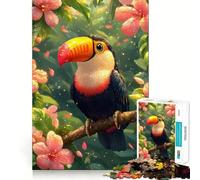 Rompecabezas para Adultos de 1000 Piezas Tucán en Flor Tropical, Animales, articulaciones Suaves, Divertido Juego de concentración Mental, Juego Casual, Regalo de cumpleaños (50x75cm)