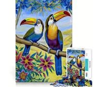 Rompecabezas para Adultos de 1000 Piezas Tucanes en un árbol Floral Juego de lógica con Piezas de Ajuste preciso Divertido y Acogedor Regalo Ideal para cumpleaños (38x26cm)