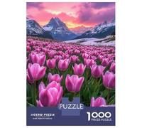 Rompecabezas para Adultos De 1000 Piezas Tulip Paradise at Sunset Rompecabezas para Adultos Juguete Decoración De Pared Carrera De Velocidad Manual 38x26cm/1000pcs