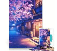 Rompecabezas para Adultos de 1000 Piezas, Twilight Sakura Street, Juego de lógica de Piezas Ajustadas, diversión acogedora, Regalo de cumpleaños (38x52cm)