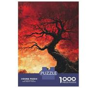 Rompecabezas para Adultos De 1000 Piezas Twisted Tree Against Red Sky Rompecabezas para Adultos Juegos Familiares Mejora La Memoria Desafío Educativo 52x38cm/1000pcs