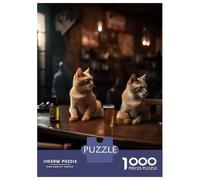 Rompecabezas para Adultos De 1000 Piezas Two Cats Bar Beer Drinking Rompecabezas para Adolescentes Juego Familiar Carrera De Velocidad Manual Cumpleaños 38x26cm/1000pcs