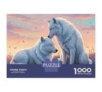Rompecabezas para Adultos De 1000 Piezas Two White Wolves in Pastel Landscape Rompecabezas para Adultos Juguetes Antiestrés Difícil Difícil Cumpleaños Y Navidad 38x26cm/1000pcs