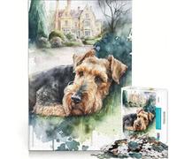 Rompecabezas para Adultos de 1000 Piezas: Un Airedale Duerme en el jardín Juegos relajantes Dificultad: Difícil Lista de Deseos con Papá Noel 38x26cm
