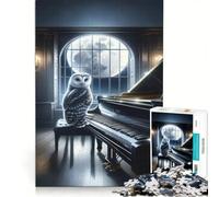 Rompecabezas para Adultos de 1000 Piezas: Un búho Pianista, Juegos relajantes, dificultad Alta, Lista de Deseos con Papá Noel 50x75cm