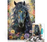 Rompecabezas para Adultos de 1000 Piezas Un Caballo Negro de ensueño Juego Familiar para y Interacción Entre Padres e Hijos 52x38cm