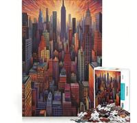 Rompecabezas para Adultos de 1000 Piezas: Un Distrito en el Horizonte de Nueva York Juegos Familiares, análisis y lógica Regalos para Amigos y Familiares 38x26cm