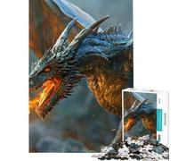 Rompecabezas para Adultos de 1000 Piezas Un dragón Que escupe Fuego Juego Educativo Juguetes didácticos Regalos de Amigo Invisible Mejora la Memoria (Tamaño 38x52cm)