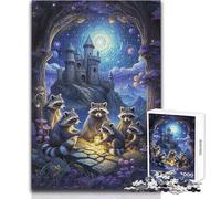 Rompecabezas para Adultos de 1000 Piezas: Un Encuentro de fantasía con mapaches, Juego Educativo Familiar, una Obra de Arte, Regalo de cumpleaños, tamaño 38x52cm