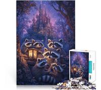 Rompecabezas para Adultos de 1000 Piezas Un Encuentro de fantasía con mapaches Juegos de relajación para la decoración del hogar 52x38cm