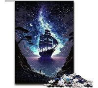 Rompecabezas para Adultos de 1000 Piezas: un Hermoso Barco Pirata. Idea de Regalo navideño. Ilustración humorística con Detalles (26x38cm).