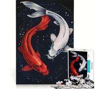 Rompecabezas para Adultos de 1000 Piezas: Un par de Carpas koi japonesas, Juego Educativo, Actividades Divertidas para Hacer en casa, Ideal para cumpleaños y Navidad 50x75cm