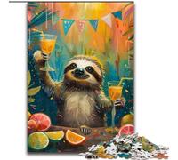 Rompecabezas para Adultos de 1000 Piezas: Un Perezoso Bebiendo una Bebida Navidad y Año Nuevo (tamaño 50x75cm)