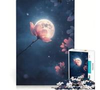 Rompecabezas para Adultos de 1000 Piezas: Un pétalo de Cerezo Brillante flotando contra un Cielo Oscuro Juegos Familiares, análisis y lógica Regalos para Amigos y Familiares 38x26cm