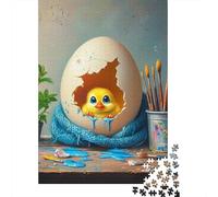 Rompecabezas para Adultos de 1000 Piezas: un Pollito Adorable Que interactúa con Familiares (38 x 26 cm)