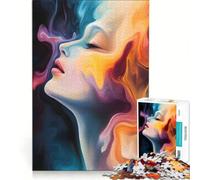 Rompecabezas para Adultos de 1000 Piezas: Un Rostro con un Fondo líquido Colorido, decoración de Pared para Juguetes, Actividades Divertidas en casa, para Fortalecer el Amor Entre Parejas 38x52cm