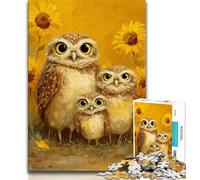 Rompecabezas para Adultos de 1000 Piezas: Una Familia de búhos Ayuda a ejercitar el Cerebro Juguetes adictivos para Cultivar la Paciencia Decoración 38x26cm