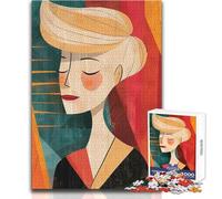 Rompecabezas para Adultos de 1000 Piezas: Una Mujer Rubia Feliz, Juegos relajantes, desafío difícil, Regalo de cumpleaños, tamaño 38x52cm