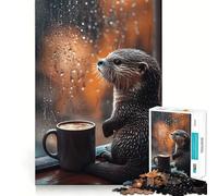 Rompecabezas para Adultos de 1000 Piezas Una Nutria observando la Lluvia Juguete Que desafía la Mente Diversión Garantizada Corte (38x52cm)