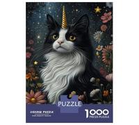 Rompecabezas para Adultos De 1000 Piezas Unicorn Cat in Bloom Rompecabezas para Adultos Juego Práctico Corte De Precisión 52x38cm/1000pcs