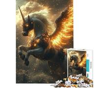 Rompecabezas para Adultos de 1000 Piezas Unicornio Alado de Fuego Juego Relajante Juego desafiante Juguetes Regalo para cumpleaños desafío difícil (tamaño 38x26cm)