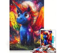 Rompecabezas para Adultos de 1000 Piezas Unicornio arcoíris con alas Juguetes para armar Ideal para la interacción Entre Padres e Hijos cumpleaños y Navidad 50x75cm