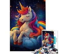 Rompecabezas para Adultos de 1000 Piezas Unicornio arcoíris sobre una Nube Diversión en casa Regalo de cumpleaños Juegos relajantes para Mayores de 14 años Juego de Rompecabezas Incluido (38x52cm)