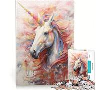 Rompecabezas para Adultos de 1000 Piezas Unicornio Caminando en Pintura Juego Educativo desafiante para completar Regalo Ideal para quienes Buscan un Juego desafiante 38x26cm