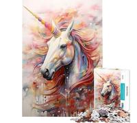 Rompecabezas para Adultos de 1000 Piezas Unicornio Caminando sobre Pintura Diversión en casa decoración del hogar Juego Imposible Apto para Mayores de 14 años (50x75cm)