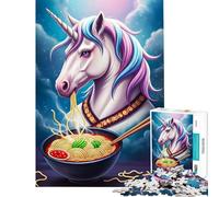 Rompecabezas para Adultos de 1000 Piezas Unicornio Comiendo Ramen en la Noche Juego Imposible Desafío de Inteligencia Cerebral Juguete adictivo Regalo de cumpleaños para la diversión Familiar