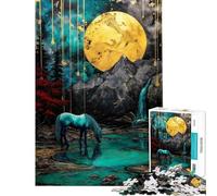 Rompecabezas para Adultos de 1000 Piezas Unicornio en el Lago bajo la Luna Rompecabezas DIY para Adultos Juguetes para Decorar la Pared cumpleaños y Navidad (tamaño 50x75cm)