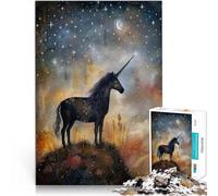 Rompecabezas para Adultos de 1000 Piezas Unicornio Encantado Juguete Educativo para aliviar el estrés Decoración del hogar 38x26cm