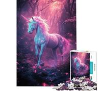 Rompecabezas para Adultos de 1000 Piezas Unicornio mágico en el Bosque Diversión en casa decoración del hogar Juego Imposible Apto para Mayores de 14 años (38x26cm)