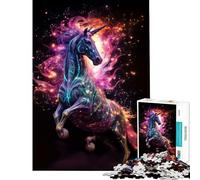 Rompecabezas para Adultos de 1000 Piezas Unicornio neón Que ama Las nebulosas Desafío Educativo Carrera de Velocidad Manual Juego Imposible para Mayores de 14 años (38x26cm)