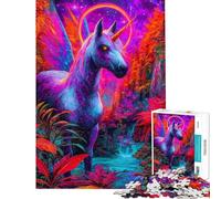 Rompecabezas para Adultos de 1000 Piezas Unicornio psicodélico en un Bosque Vibrante Rompecabezas para Adultos para Pasar el Tiempo en casa Durante Las Vacaciones como Regalo Navidad o como obsequio
