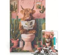 Rompecabezas para Adultos de 1000 Piezas Vaca de Las Tierras Altas Leyendo Juegos relajantes Actividades Divertidas en casa fortalece el Amor Entre Parejas 50x75cm