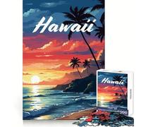 Rompecabezas para Adultos de 1000 Piezas Vacaciones Hawaianas de ensueño,Piezas de Corte Limpio,Juguete para ejercitar la Mente,Juego para el Tiempo Libre,Arte navideño para el hogar 38x26cm