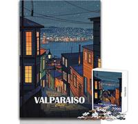 Rompecabezas para Adultos de 1000 Piezas, Valparaíso, Chile, Paisaje Urbano Nocturno, Arte, diversión Familiar y Juegos, Corte de precisión, Regalo para cumpleaños, tamaño 50x75cm