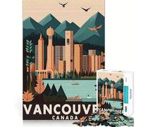 Rompecabezas para Adultos de 1000 Piezas Vancouver Canadá Viaje Arte de Borde Exacto Juguete de Habilidad Creativa Juego de Tiempo Acogedor Pieza de Arte navideña (50x75cm)