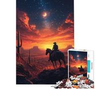 Rompecabezas para Adultos de 1000 Piezas Vaquero al Atardecer Difícil y desafiante Juego Educativo y Relajante para Mayores de 14 años (50x75cm)