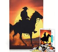 Rompecabezas para Adultos de 1000 Piezas: Vaquero en el Desierto, decoración de Pared, Regalo de cumpleaños, para Fortalecer el Amor Entre Parejas 38x26cm